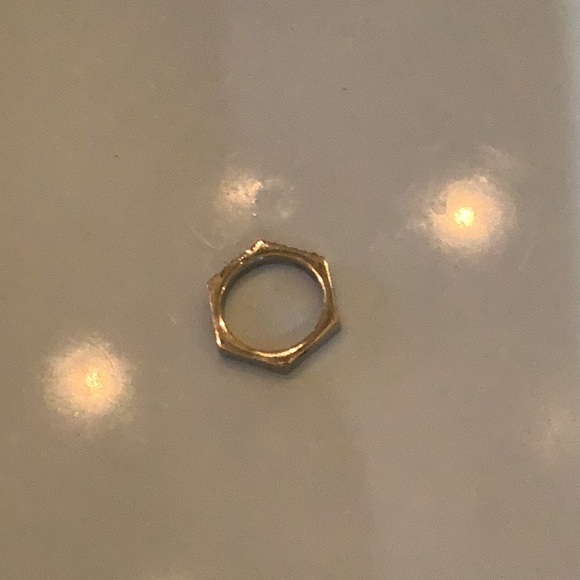 Ring with white sapphires size 8 hexagon shaped 7 stones white gold - Picture 5 of 6